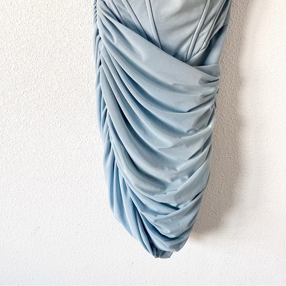 House of CB Clementine Baby Blue Cut Out Bodycon Ruched Cocktail Mini Dress - Picture 6 of 11